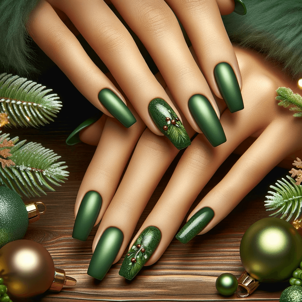 zieloney manicure na święta bożonarodzeniowe